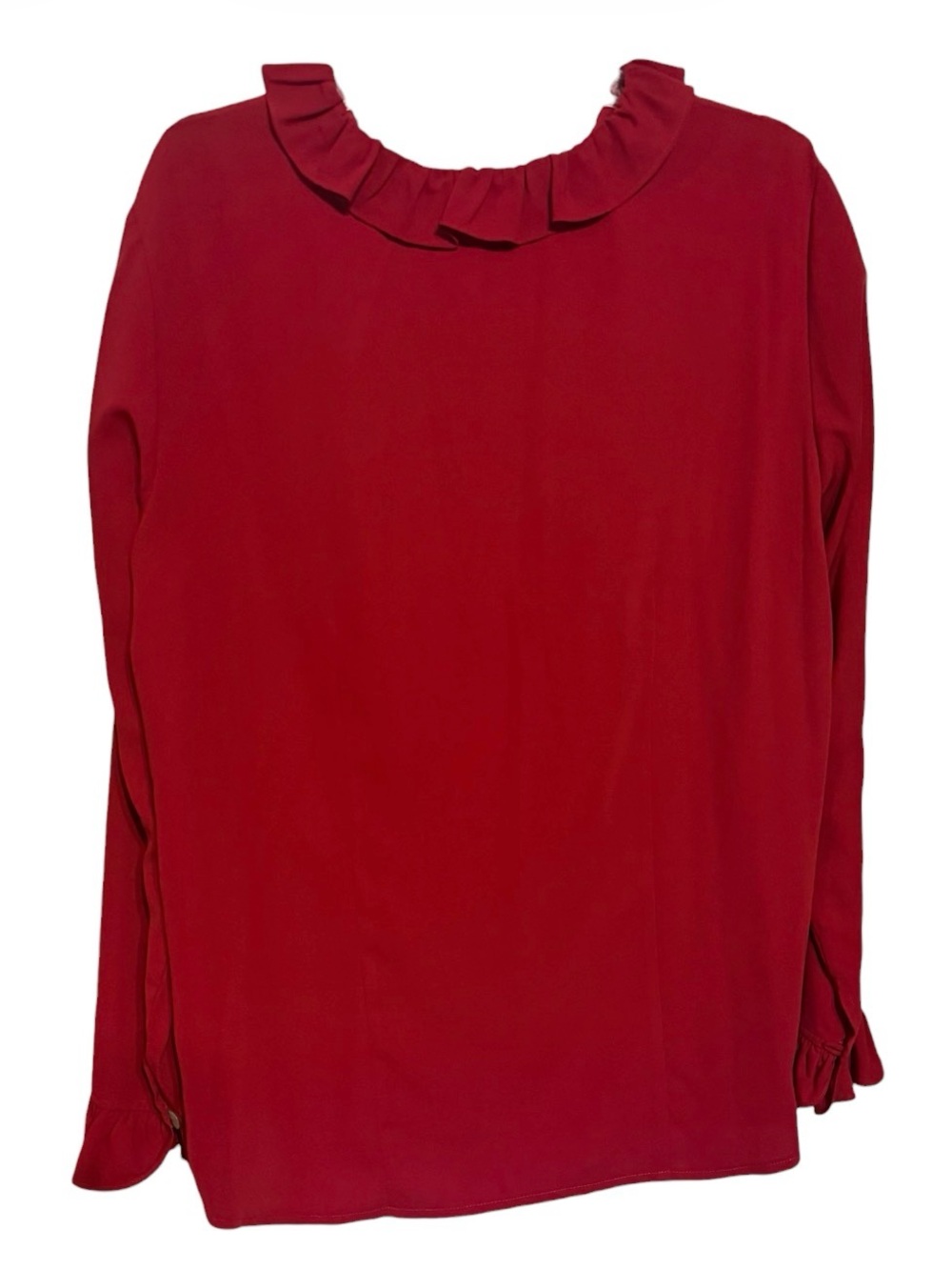 Vintage Cranberry Ruffle Blouse Romantic Heritage Style Feminine XL